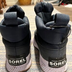 SOREL OUT N ABOUT III PUFFY ZIP WATERPROOF INSULATED BLUE/BLACK BOOT SIZE 8